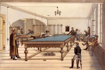 Estudiantes alemanes de Tübingen jugando al billar a principios del siglo XIX